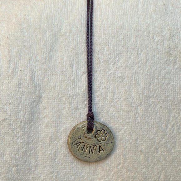 Clay glazed hand made necklace with name ANNA - Picture 3 of 8